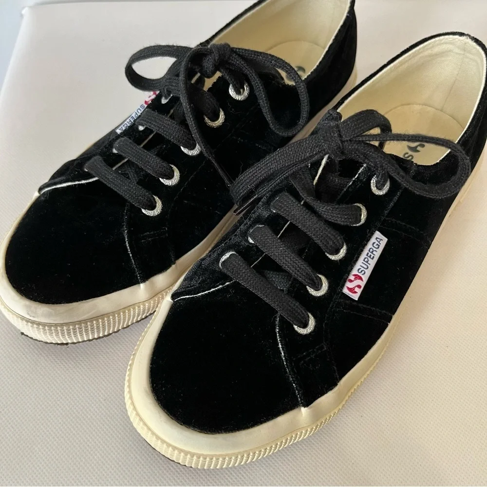 Superga Black Velvet Sneakers